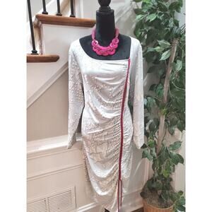 Jete. Women's Gray Polyester Round Neck Long Sleeve Knee Length Dress Size 1X